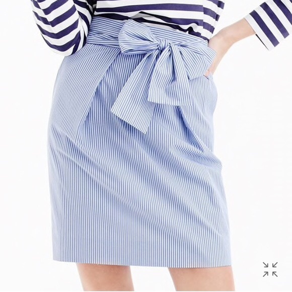J. Crew Dresses & Skirts - {J. Crew} Wrap-Around Tie Skirt Shirting Stripes